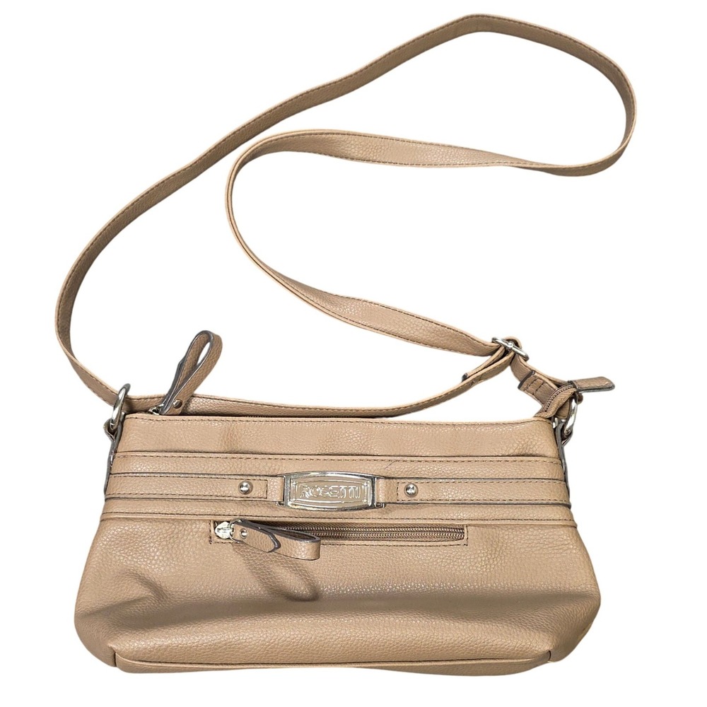 Rosetti Pebbled Faux Leather Crossbody Bag Women's Taupe Brown Adjustable Strap